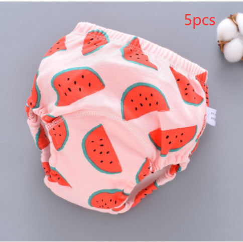 Hot New Items at Buy Center: Baby Training Pants Washable 6-layer Gauze Diaper Cover Red watermelon 5PCS