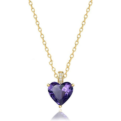 Buy Center Hot Pick-Women's Twelve Birthstone Fashion Simple Pendant Necklace February Purple Diamond