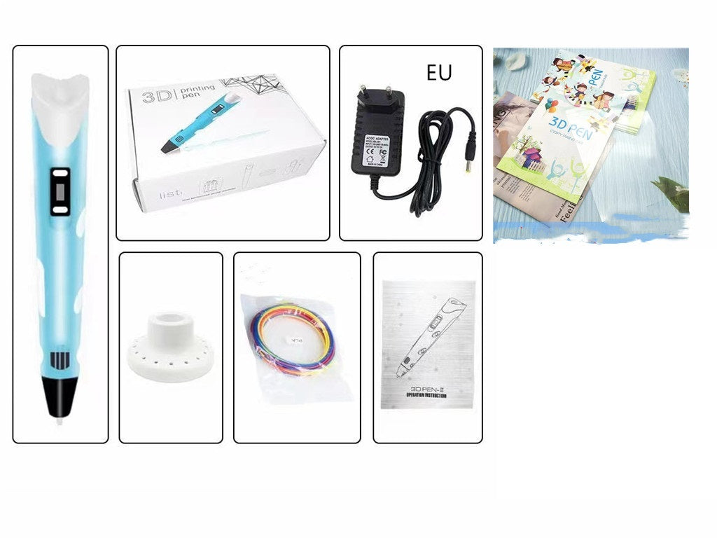 New at Buy Center: Children's 3d Printing Pen Three-dimensional Brush Toy Set Blue pen C set