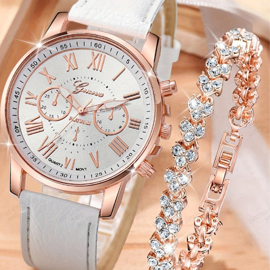 Nuevo reloj de cuarzo de moda para mujer, pulsera y traje