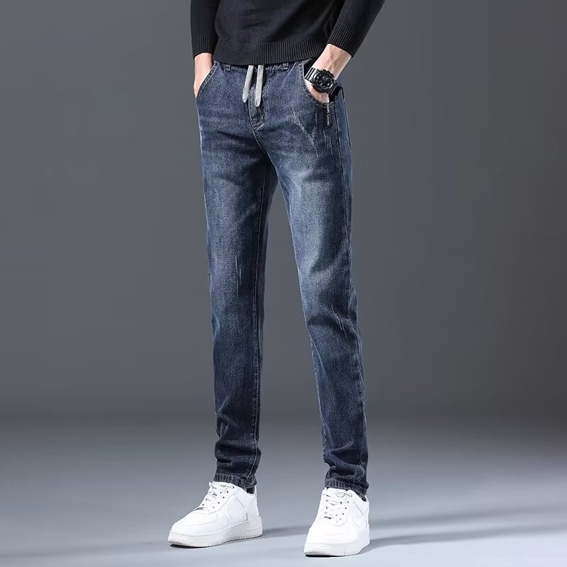 Jeans Men's Straight Loose Elastic All-matching Long Pants Buy Center