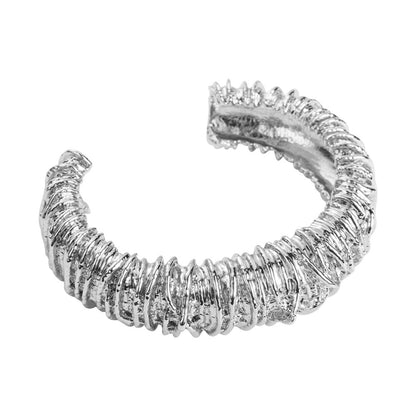 Hot New Items at Buy Center: Heavy Industry Texture Line Weaving Open-ended Bracelet Silver