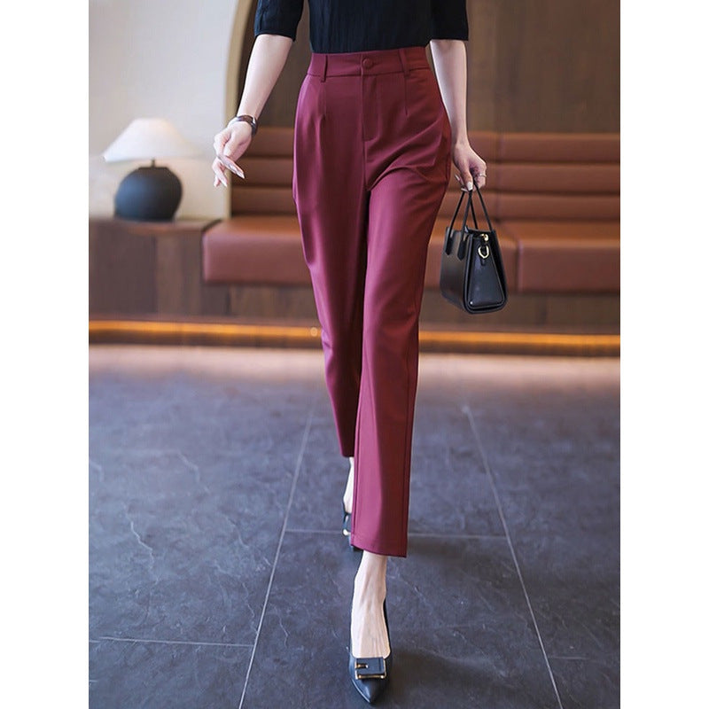 Casual High Waist Straight Suit Pants