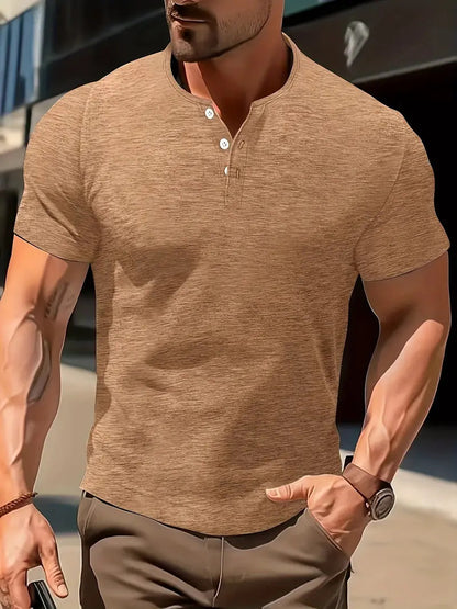 Chemise à manches courtes décontractée de couleur unie pour hommes