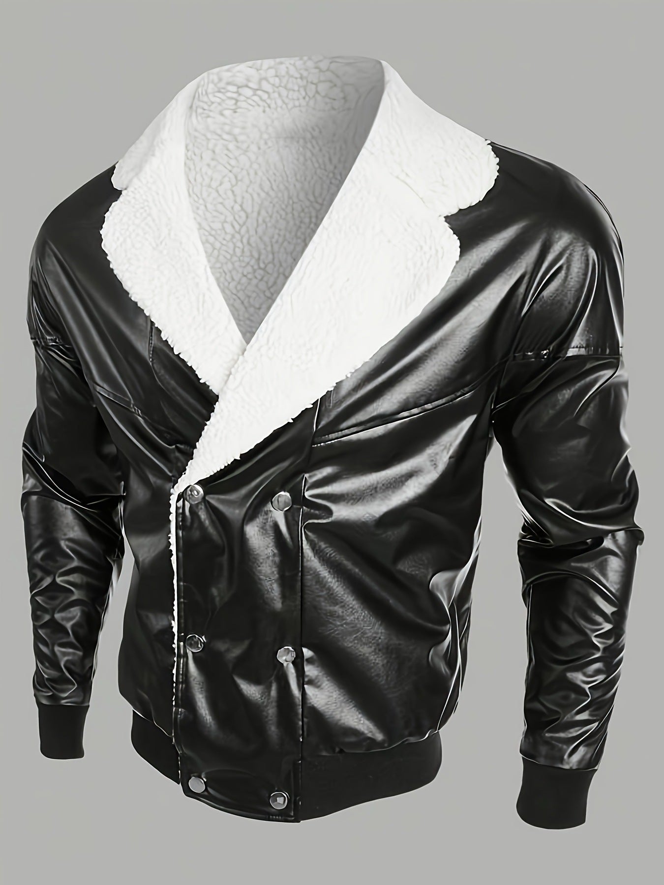 Men's Leather Coat Fleece-lined Thickened Casual Trend Machine G Suit