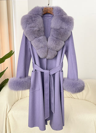 Double-sided Water Ripple Woolen Coat For Women