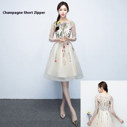 Fresh Arrivals at Buy Center: Korean Style Elegant Banquet Party Slimming Dress Women Champagne Short Zipper