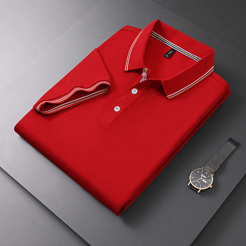 Trending Now at Buy Center: Summer Men's Polo Shirt Lapel T-shirt DNW2606 Bright Red