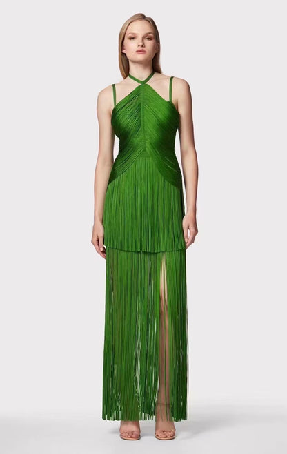 Green Halter Spaghetti Straps Tassel Dinner Ball Dress Buy Center