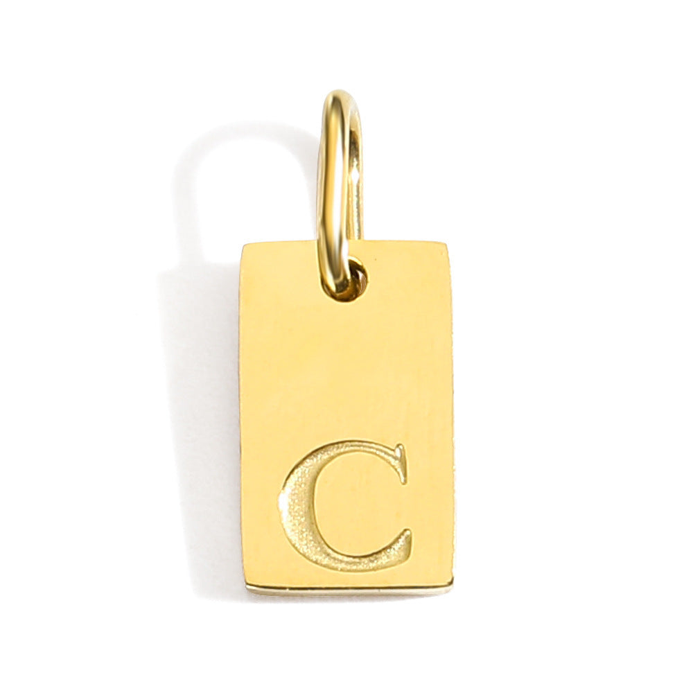 Buy Center Excellence-26 English Letters Pendant Parts Stainless Steel Gold-plated Pendant Gold C