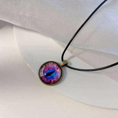 Buy Center Premium-Simple Wax Thread Devil's Eye Sweater Chain Retro Punk Time Gemstone Eye Necklace Deep Purple