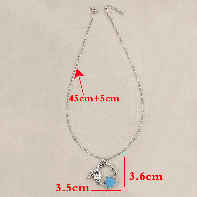 Buy Center Prestige-Fashion Simple Orchid Braided Ring Blue Epoxy Women's Necklace