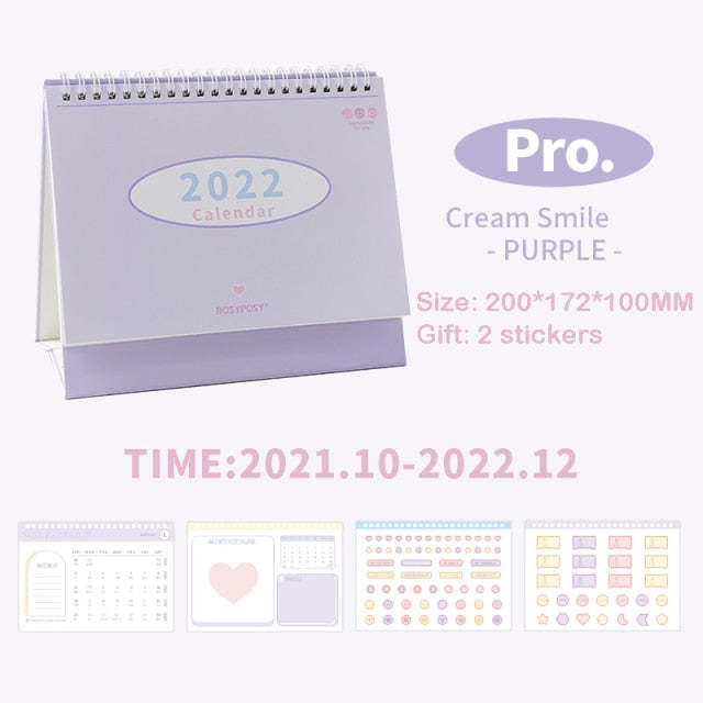 Hot New Items at Buy Center: Cream Desk Office Learning Coil Year Round Basic Desk Calendar Purple Pro