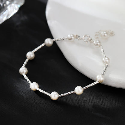 Buy Center Picks-Sterling Silver Starry Silver Pearl Bracelet For Women