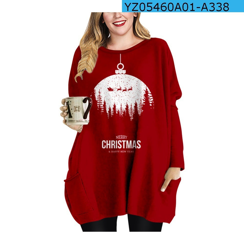 Long Christmas Snowflake Element Round Neck Dress Buy Center