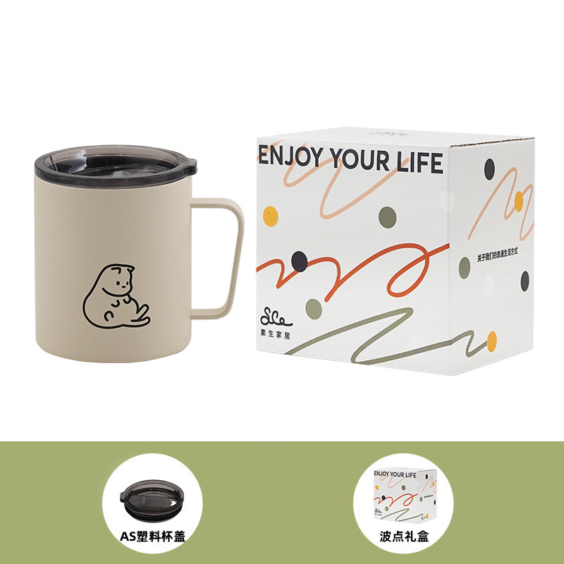 Capped Mug, Insulated And Cold Water Cup, Cute Girl's Coffee, Birthday Gift Buy Center