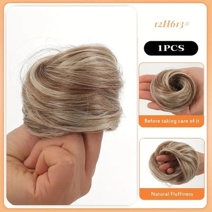 Simulation de boucle de cheveux pour femme avec perruque moelleuse et élastique