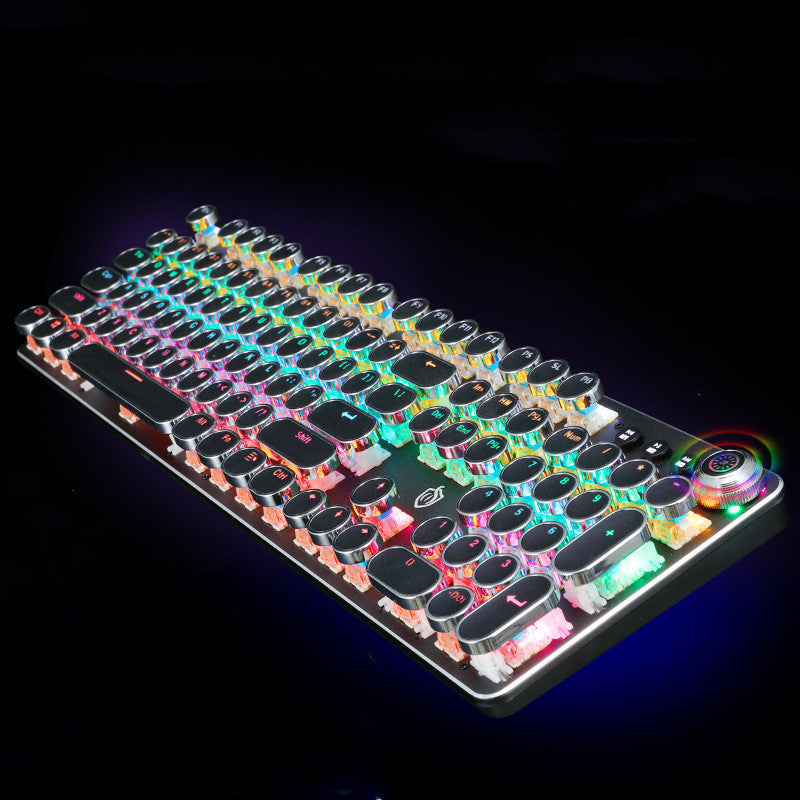 Now Available at Buy Center: Retro Punk Electroplated Knob Luminous Mechanical Keyboard