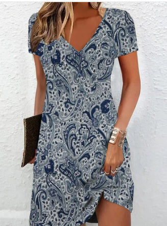 Hot New Items at Buy Center: Cross-border European And American Women's Summer Foreign Trade New Printing Elegant Dress 3h5YRNE