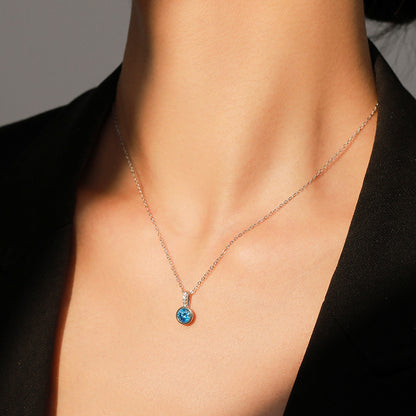 Collier de boucles d'oreilles et de diamants artificiels bleu marine de luxe léger pour femmes