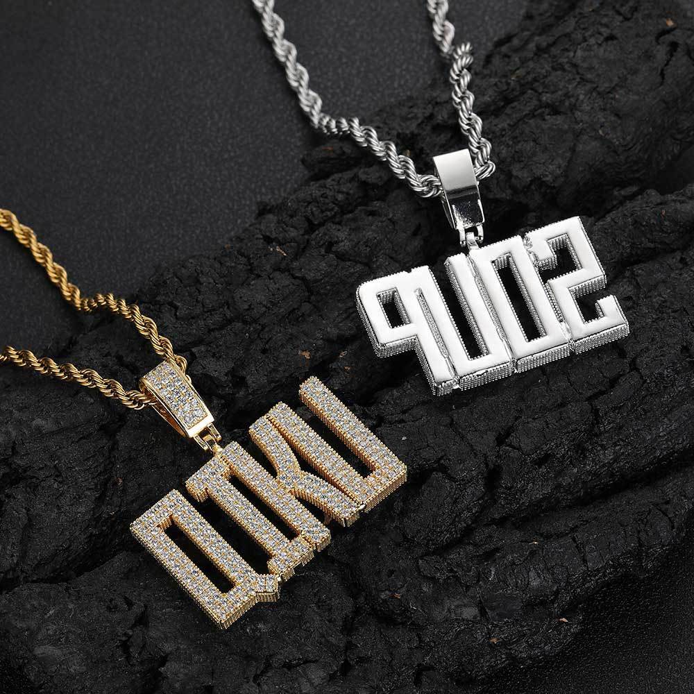 Fresh Arrivals at Buy Center: Hip Hop Copper With Zirconia Block Letter Pendant Necklace