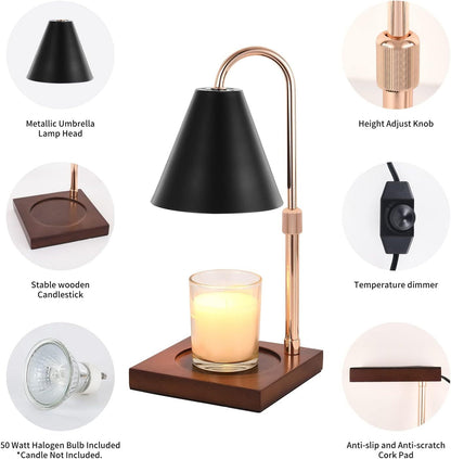 Newly Released at Buy Center: Candle Warmer Lamp With Timer Dimmer Adjustable Height, Wood Base Electric Top Down Melting Wax Melt Warmer For Jar Candles, Home Bedroom Decor House Warming Gift Mothers Day Gifts For Mom