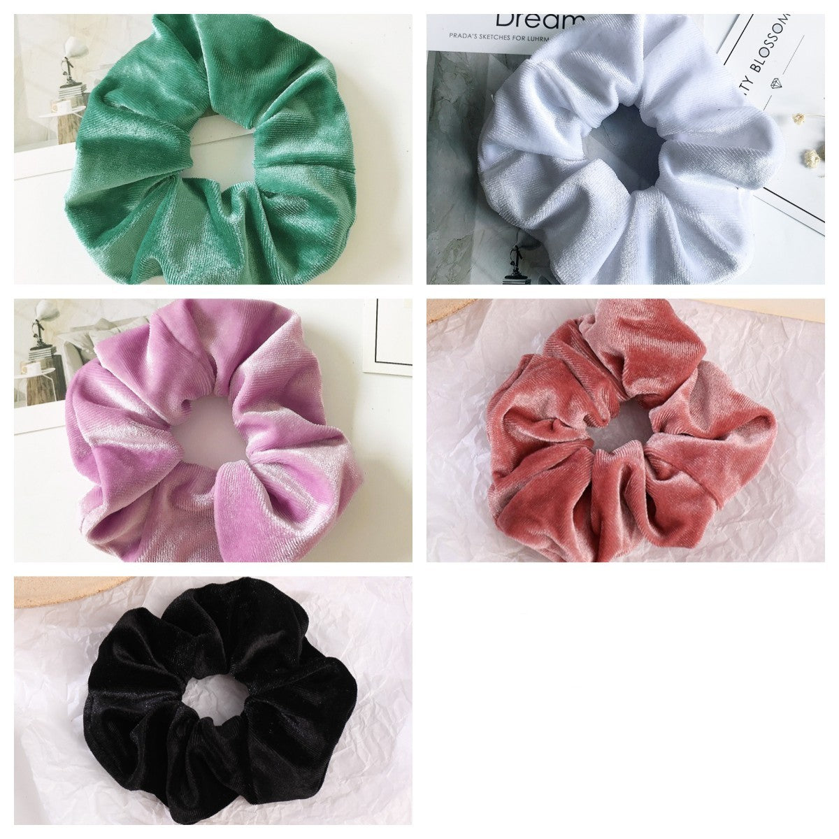 Buy Center Ultimate-Flannel Hair Tie Hair Rope Amazon Velvet Fashion Ponytail Hair Accessories 5color set