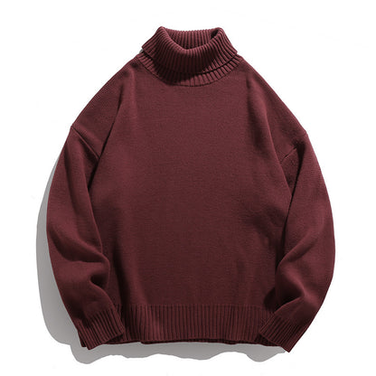 Japanese Couple Solid Color Turtleneck Sweater Buy Center