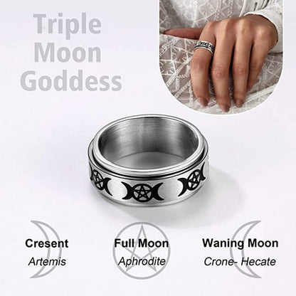 Buy Center Exclusive Offer-Titanium Steel Ring Star Moon Rotatable