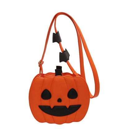 2023 Halloween Bags Funny Pumpkin Cartoon Shoulder Crossbody Bag With Bat Personalized Creative Female Bag Orange2