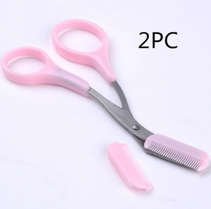 Fresh Arrivals at Buy Center: Beauty tools eyebrow scissors with eyebrow comb 2PC Pink