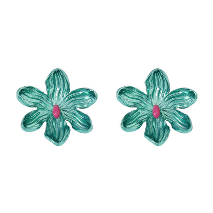 Buy Center Excellence-Oil-spot Glaze Flowers Trendy Fashion Special-interest Earrings Peacock Green