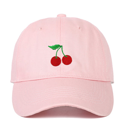 Cherry Embroidered Peaked Cap Outdoor Travel Sun-shade Sun Protection Hat