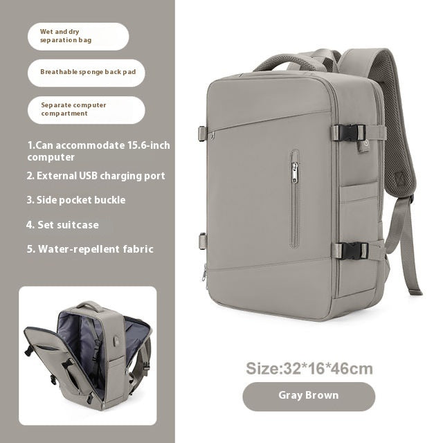 Fresh Arrivals at Buy Center: Scalable New Business Travel Large Capacity Computer Schoolbag Women 2318 Gray Brown