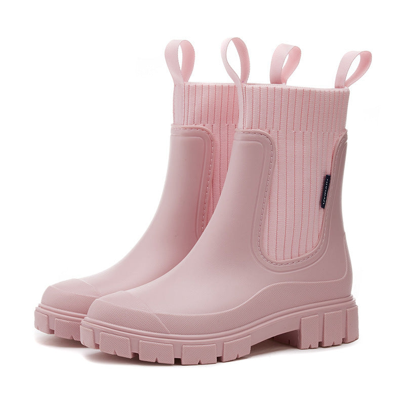 Wear-resistant Height Increasing Waterproof Non-slip Outdoor Wearable Elastic Band Women's Rain Boots Buy Center