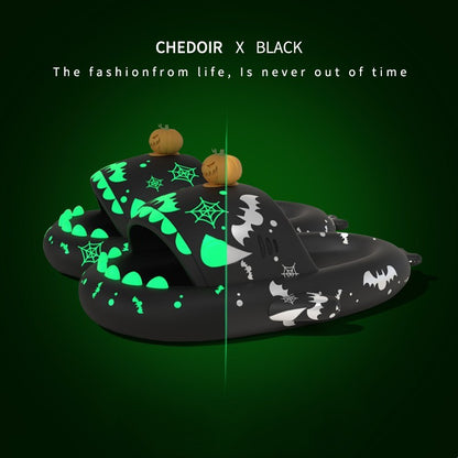 Halloween And Christmas Shoes Ins Luminous Shark Slippers Couple Men Women House Shoes Non-slip Bathroom Slippers Home Black