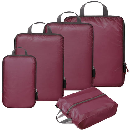 Just Arrived at Buy Center: Waterproof Travel Buggy Bag Four-piece Five-piece Set Wine Red 5pcs