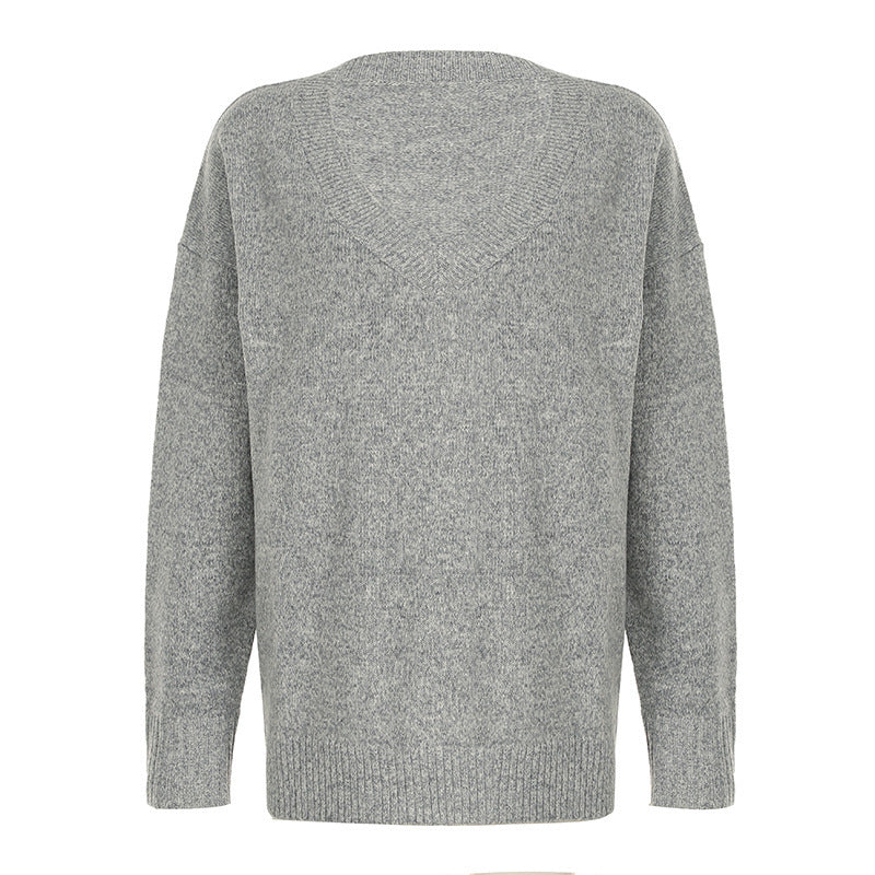 American-style Lazy Casual Solid Color Sweater Buy Center