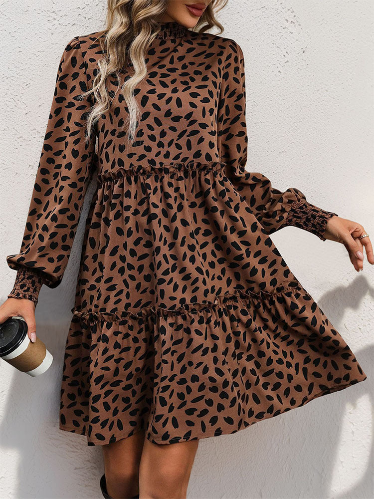 Just Arrived at Buy Center: Leopard Print Long Sleeve Dress