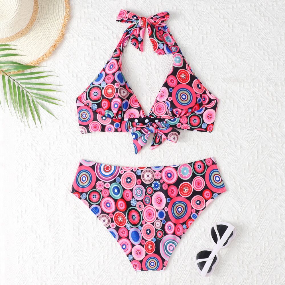 Fresh on the Scene at Buy Center: Women's Printed High Waist Split Bikini Suit