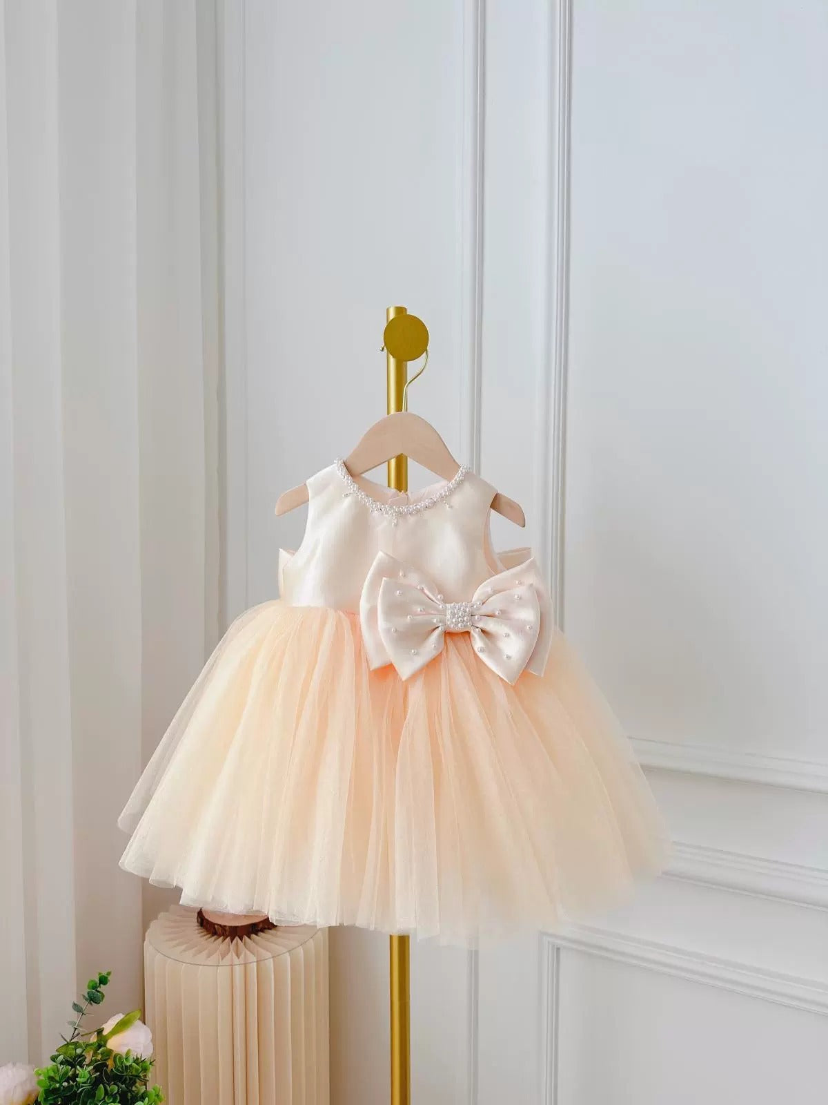 Fresh Arrivals at Buy Center: Children's Dress Girls' Summer Long-sleeve Coat Pettiskirt Champagne Big Bow High-waisted Gauzy