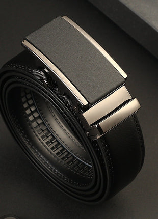 Men's Leather Automatic Buckle Two-layer Cowhide Embossed Belt