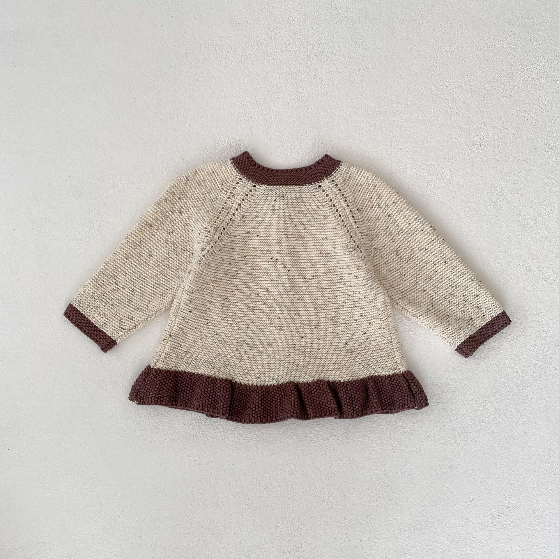 Hot New Items at Buy Center: Baby Dot Yarn Ruffled Knitted Cardigan Coat Knitted Bell-bottom Pants