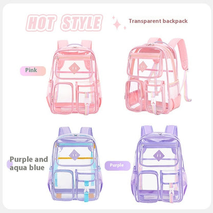 Transparent Bag Waterproof Primary School Student Schoolbag For Junior High School Grade