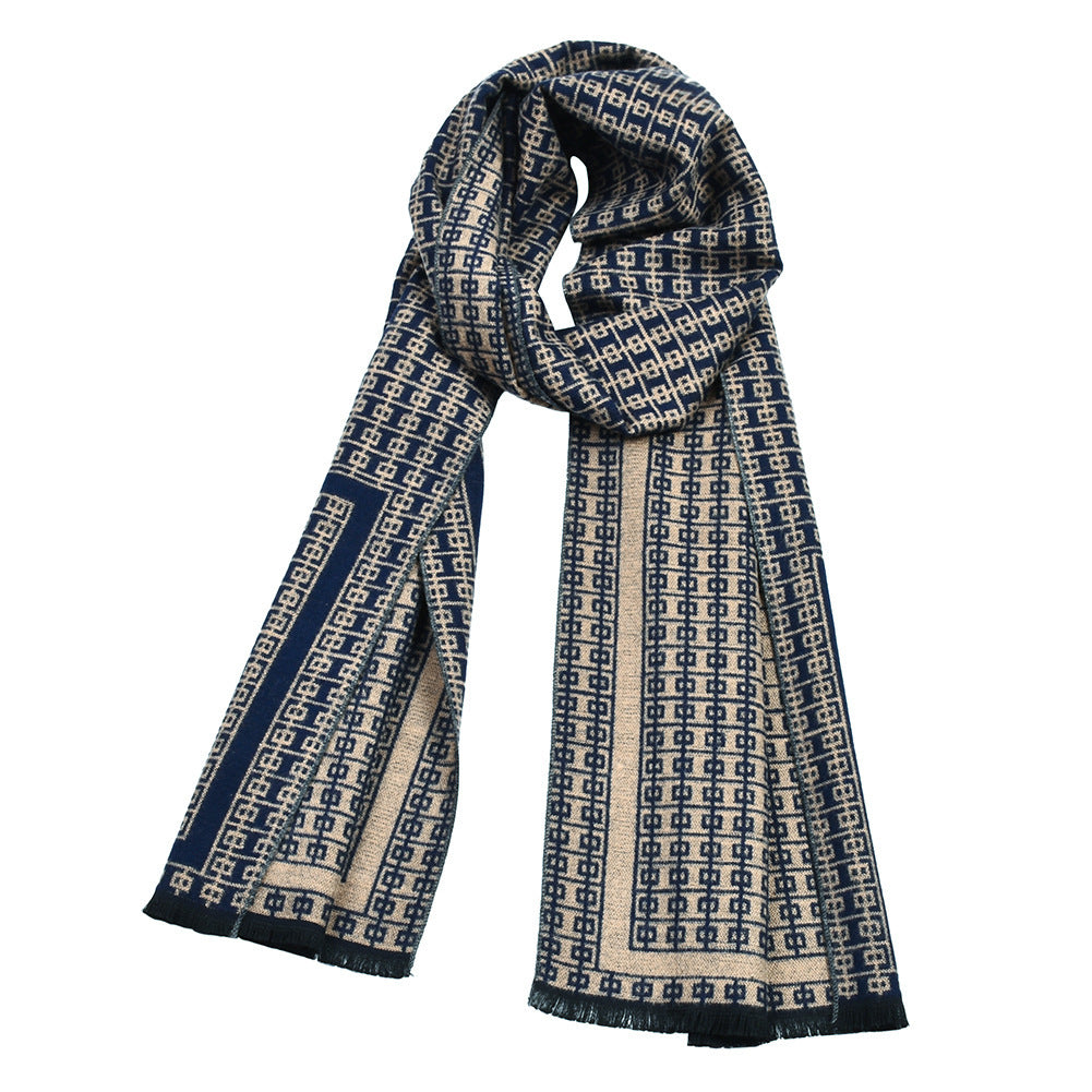 Double-sided Thick Warm Korean Men's Knitted Scarf