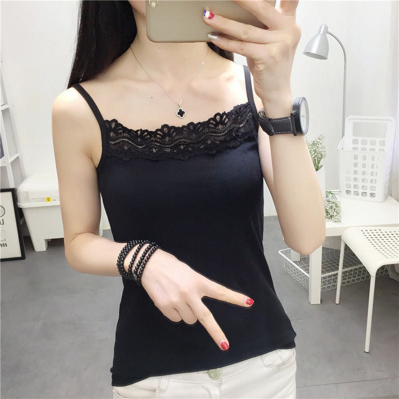 Fresh Arrivals at Buy Center: Inner Vest Autumn Lace Camisole Black