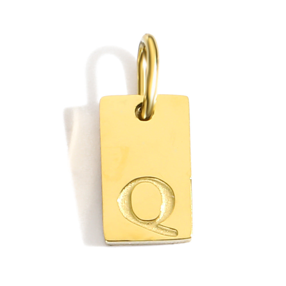 Buy Center Excellence-26 English Letters Pendant Parts Stainless Steel Gold-plated Pendant