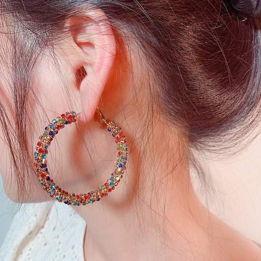 Buy Center Premium-Color Handmade Round Drill Big Hoop Earrings