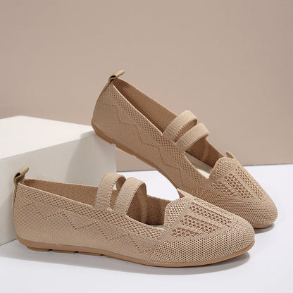 Hot New Items at Buy Center: Casual Mesh Flats Women's Low-cut Round Toe Slip-on Knit Shoes