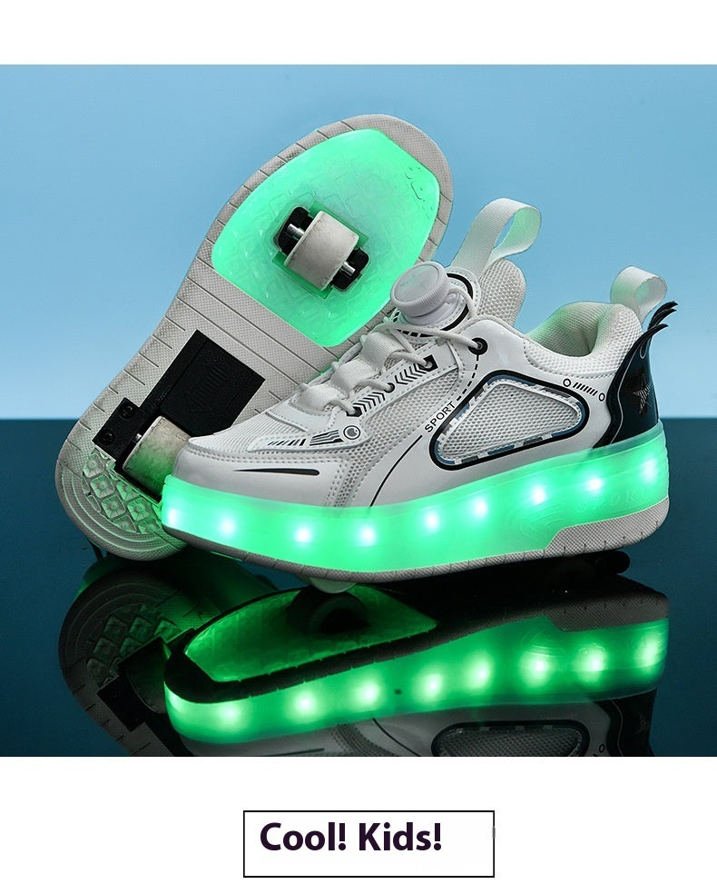 Fresh Arrivals at Buy Center: Double Wheel Heelys Children's Luminous Charging Roller Skating Deformation Skate Shoes